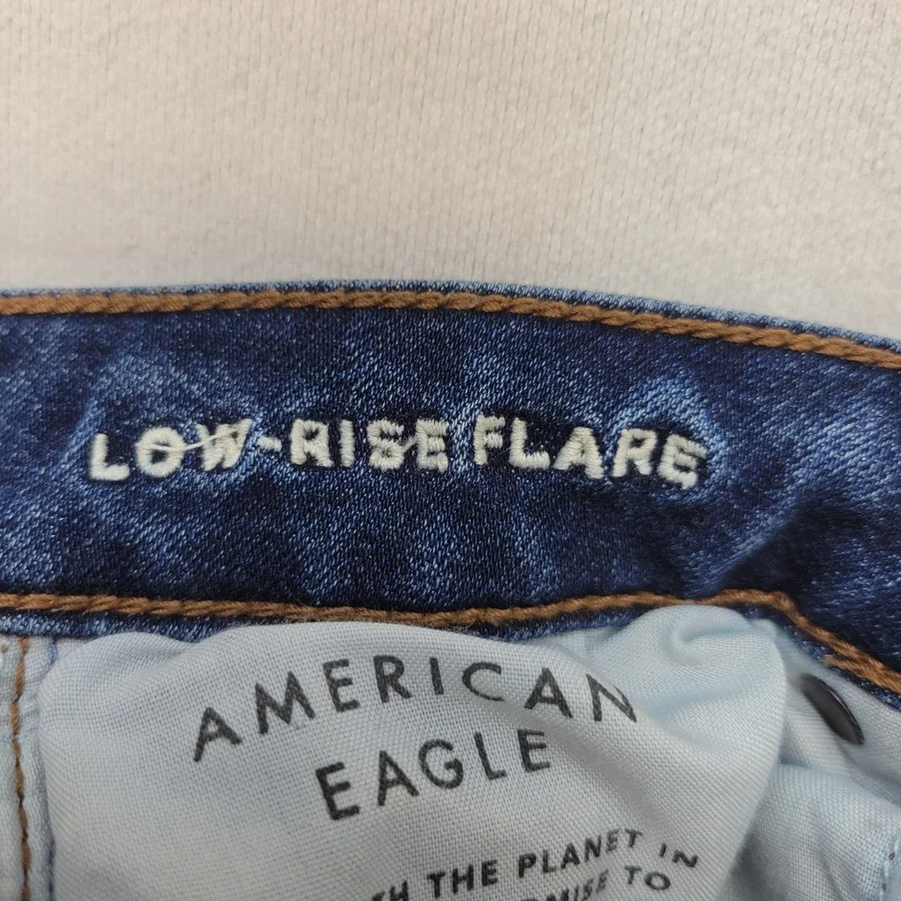 American Eagle‎ Flare Jeans Womens 0 Blue Low Rise Stretch Dark Wash Denim